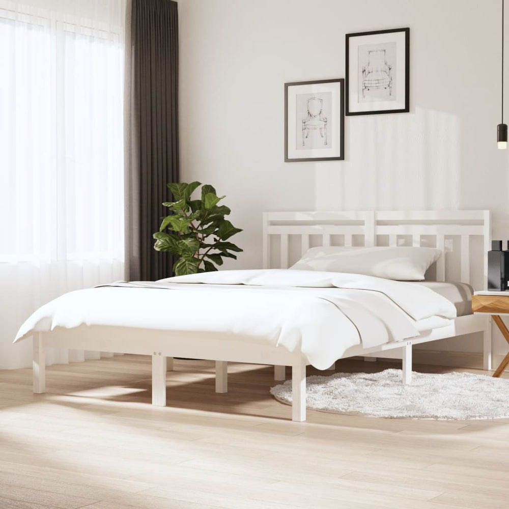 vidaXL Lit en bois massif blanc pin 140x200 cm