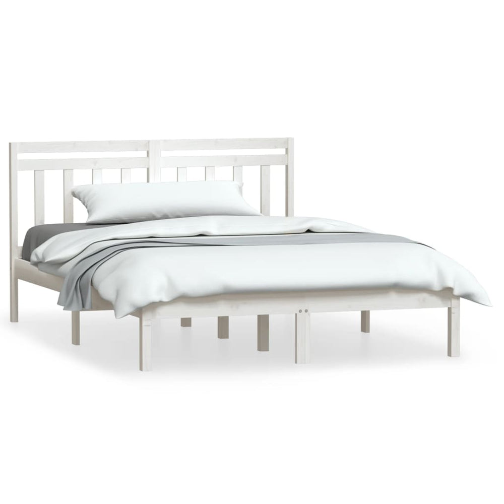 vidaXL Lit en bois massif blanc 150x200 cm