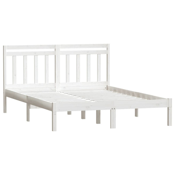 vidaXL Lit en bois massif blanc 150x200 cm
