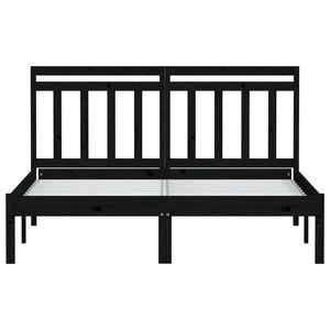 vidaXL Lit en bois massif noir 150x200 cm