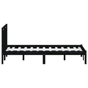 vidaXL Lit en bois massif noir 150x200 cm