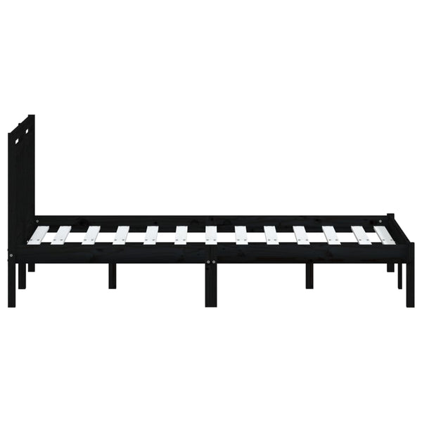 vidaXL Lit en bois massif noir 150x200 cm