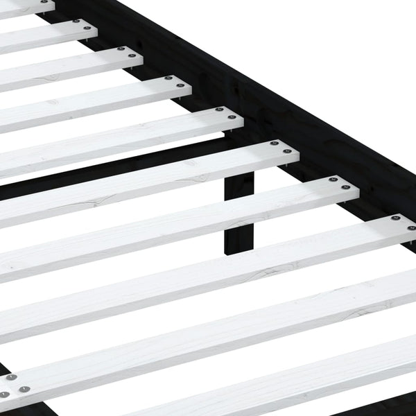 vidaXL Lit en bois massif noir 150x200 cm