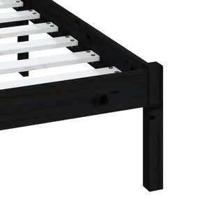 vidaXL Lit en bois massif noir 150x200 cm