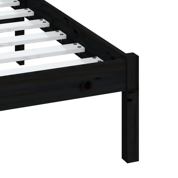 vidaXL Lit en bois massif noir 150x200 cm