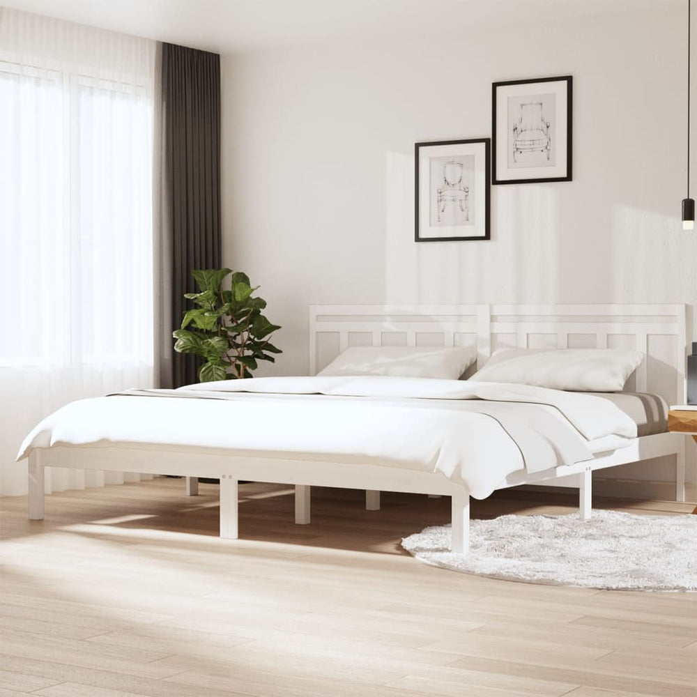 vidaXL Lit en bois massif blanc pin 160x200 cm