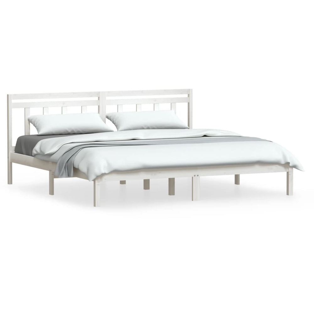 vidaXL Lit en bois massif blanc 180x200 cm