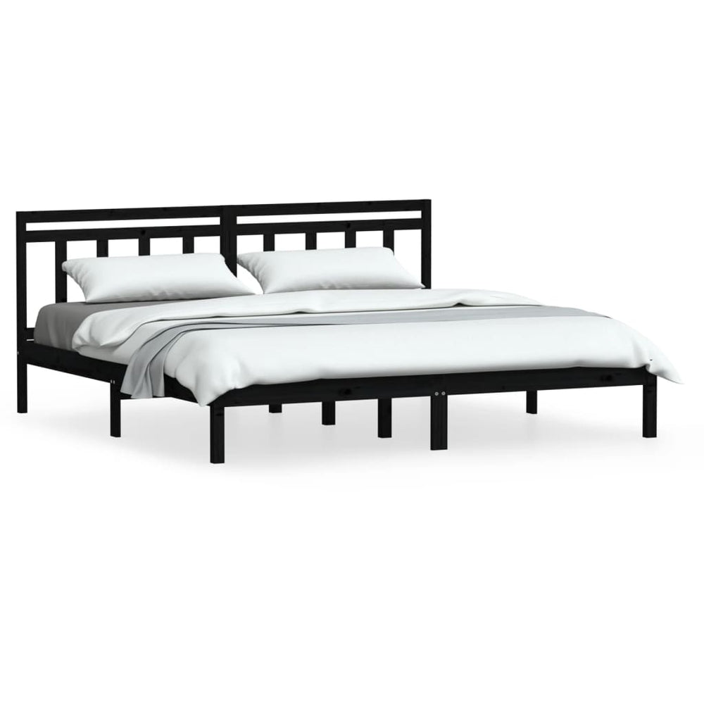 vidaXL Lit en bois massif noir pin 200x200 cm
