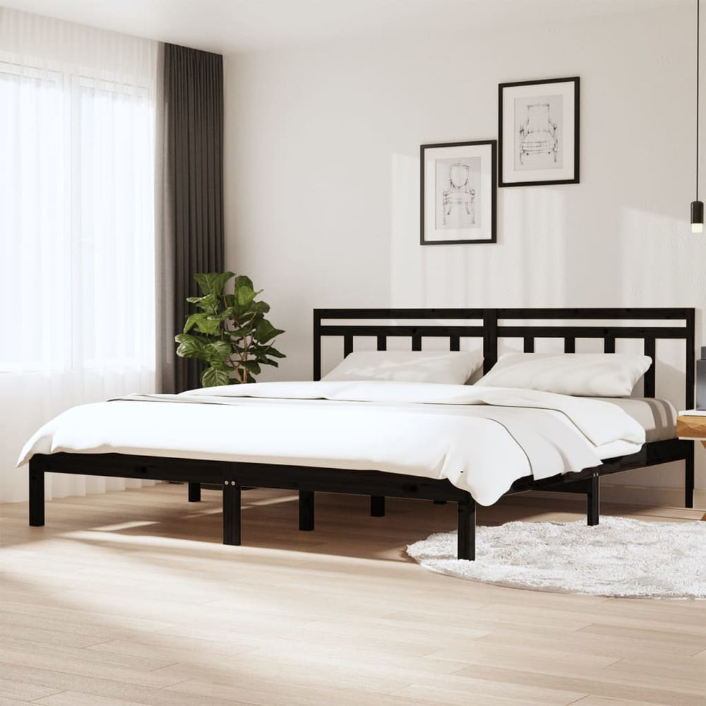 vidaXL Lit en bois massif noir pin 200x200 cm
