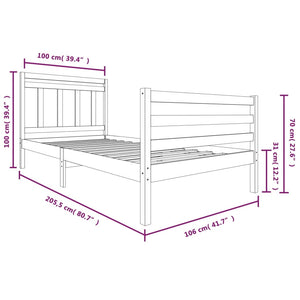 vidaXL Lit en bois massif 100 x 200 cm