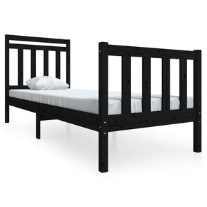 vidaXL Lit en bois massif noir 75x190 cm