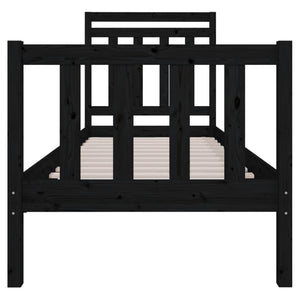 vidaXL Lit en bois massif noir 75x190 cm