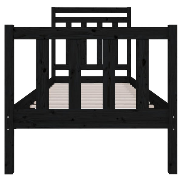 vidaXL Lit en bois massif noir 75x190 cm