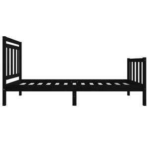vidaXL Lit en bois massif noir 75x190 cm