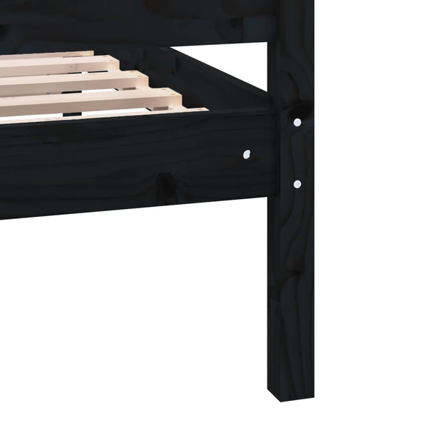vidaXL Lit en bois massif noir 75x190 cm