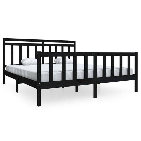 vidaXL Lit en bois massif noir 180x200 cm