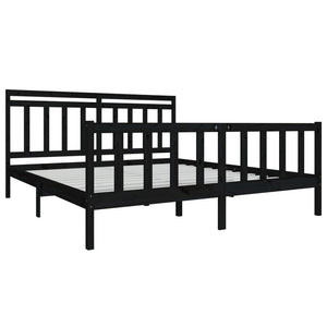 vidaXL Lit en bois massif noir 180x200 cm