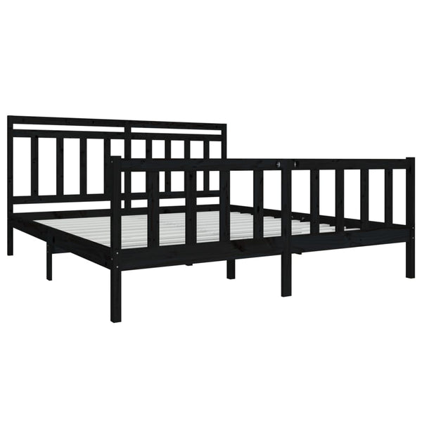 vidaXL Lit en bois massif noir 180x200 cm