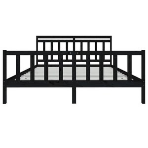 vidaXL Lit en bois massif noir 180x200 cm