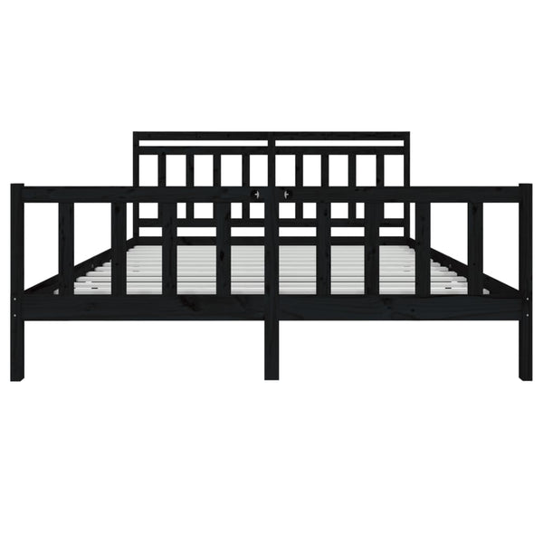 vidaXL Lit en bois massif noir 180x200 cm