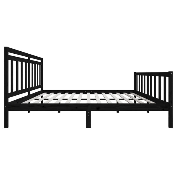 vidaXL Lit en bois massif noir 180x200 cm