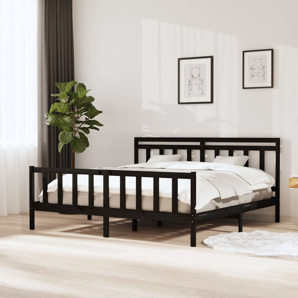 vidaXL Lit en bois massif noir 180x200 cm