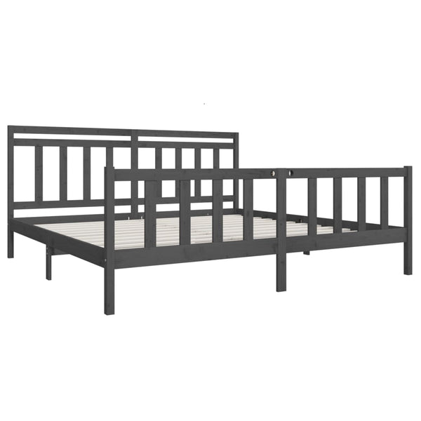 vidaXL Lit en bois massif gris 200x200 cm