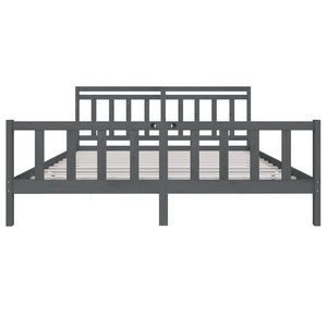vidaXL Lit en bois massif gris 200x200 cm