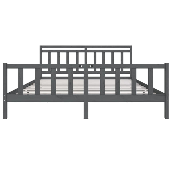 vidaXL Lit en bois massif gris 200x200 cm