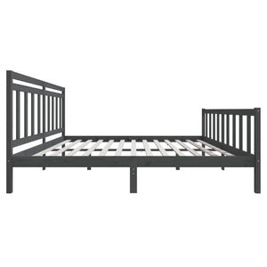 vidaXL Lit en bois massif gris 200x200 cm