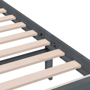 vidaXL Lit en bois massif gris 200x200 cm