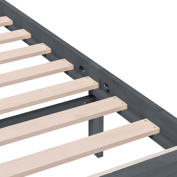 vidaXL Lit en bois massif gris 200x200 cm