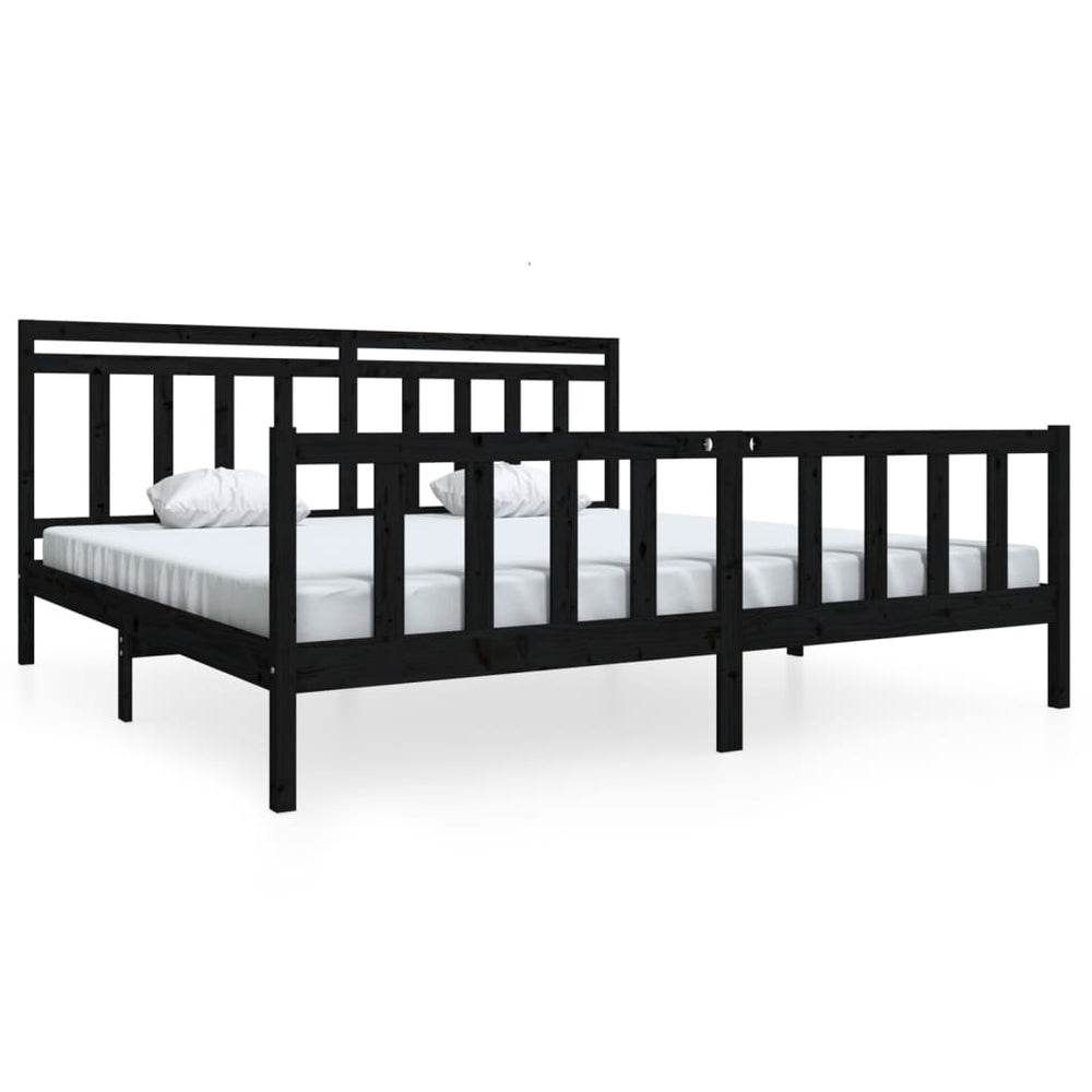vidaXL Lit en bois massif noir 200x200 cm