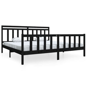 vidaXL Lit en bois massif noir 200x200 cm