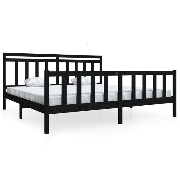 vidaXL Lit en bois massif noir 200x200 cm