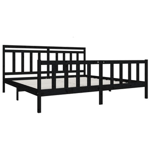 vidaXL Lit en bois massif noir 200x200 cm