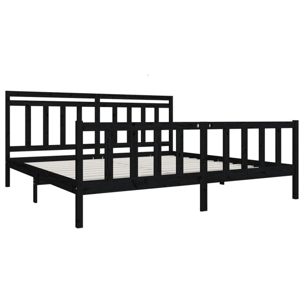 vidaXL Lit en bois massif noir 200x200 cm