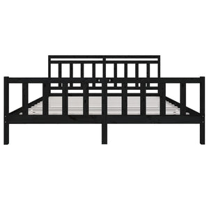 vidaXL Lit en bois massif noir 200x200 cm