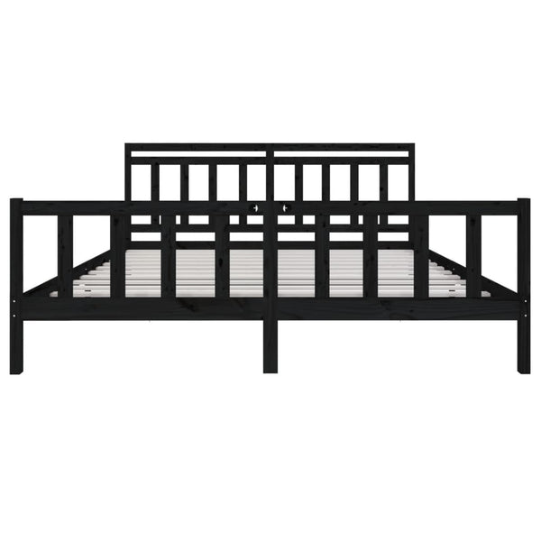 vidaXL Lit en bois massif noir 200x200 cm