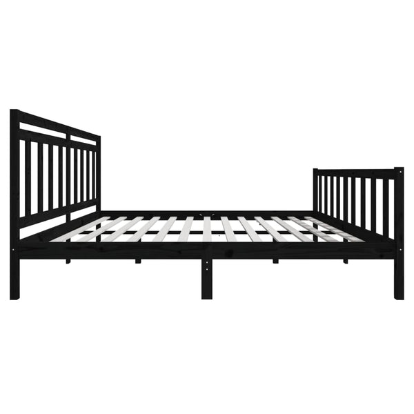 vidaXL Lit en bois massif noir 200x200 cm