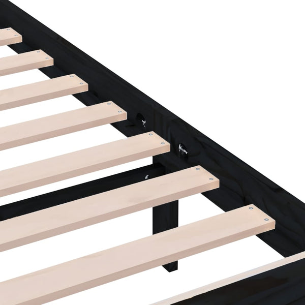 vidaXL Lit en bois massif noir 200x200 cm