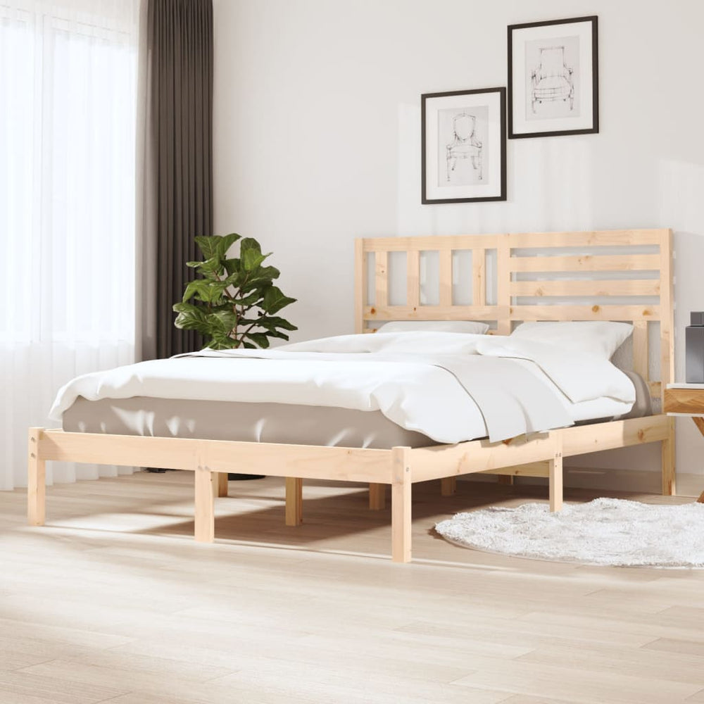 vidaXL Lit en bois massif 135x190 cm pin