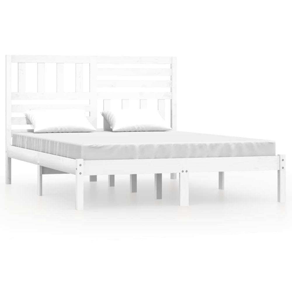 vidaXL Lit en bois massif blanc pin 140x190 cm