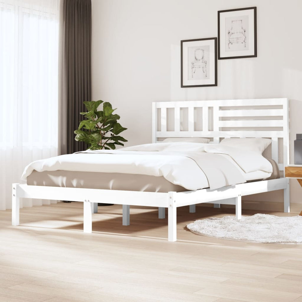 vidaXL Lit en bois massif blanc pin 140x190 cm