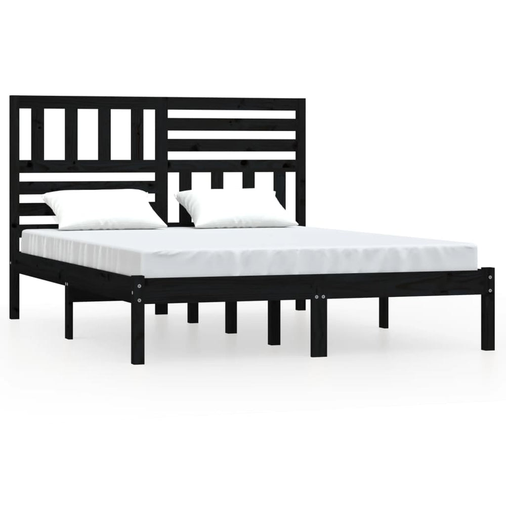 vidaXL Lit en bois massif noir pin 140x190 cm
