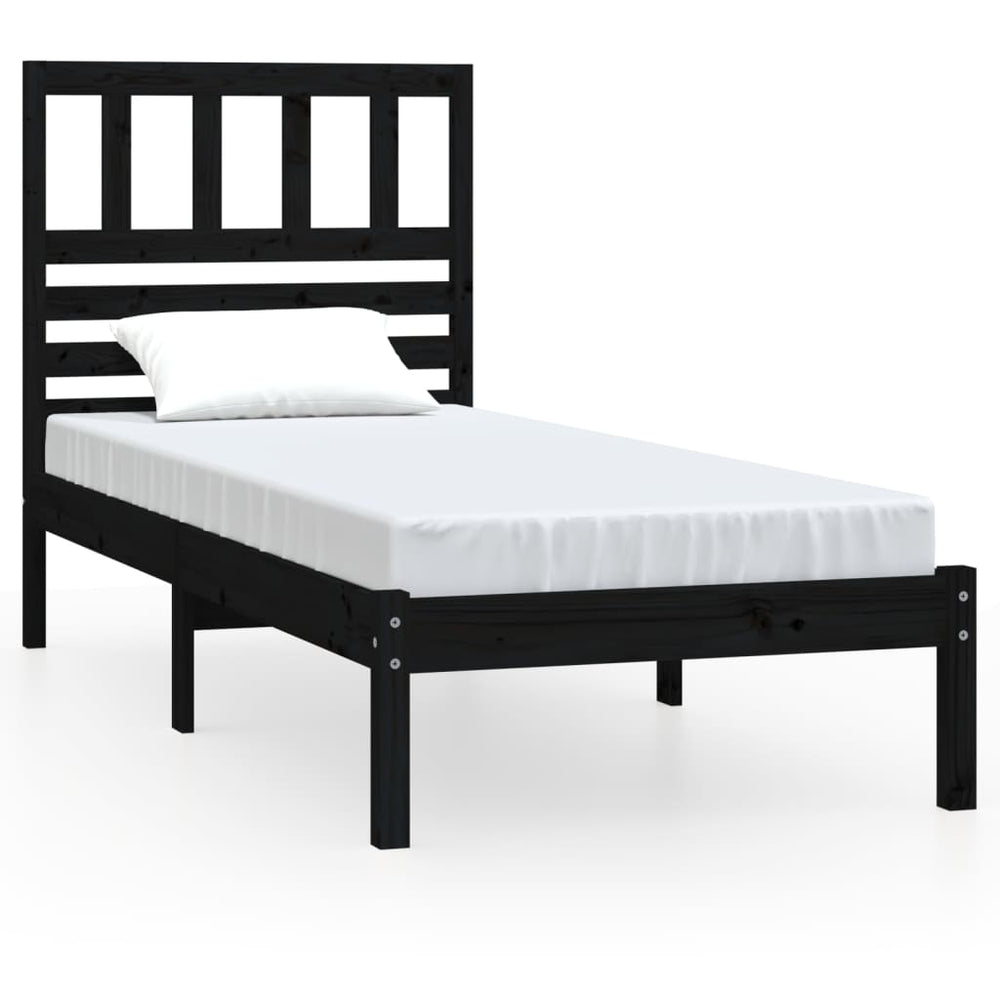 vidaXL Lit en bois massif noir pin 100x200 cm