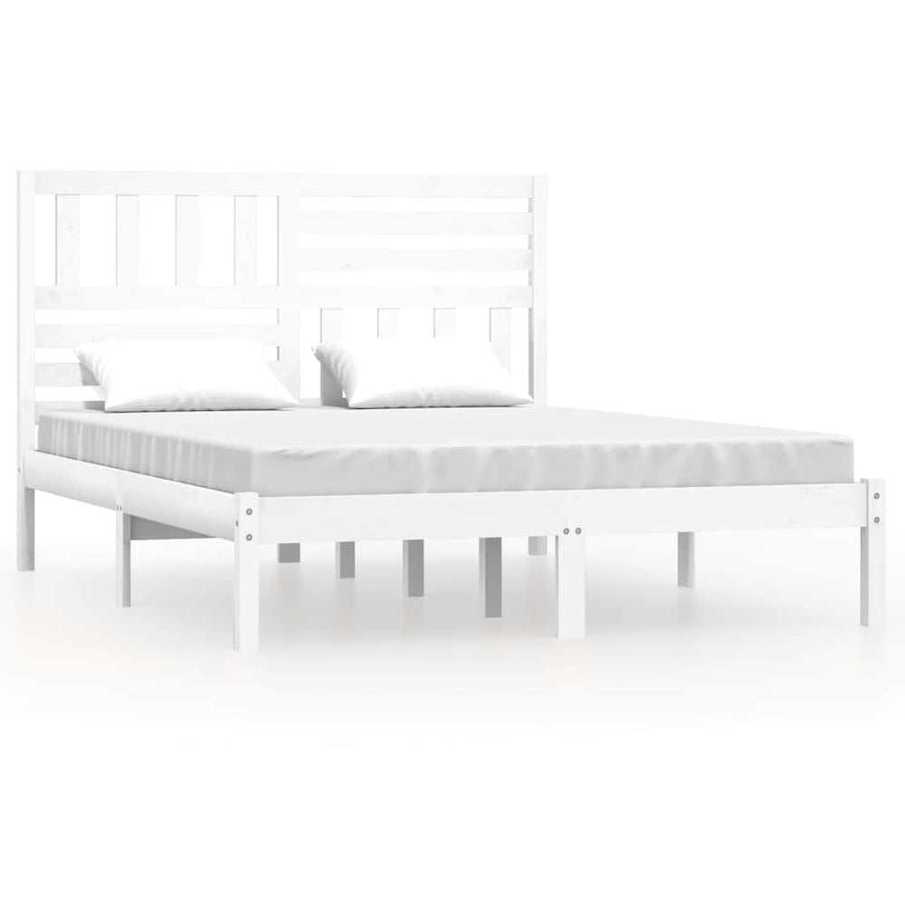 vidaXL Lit en bois massif blanc pin 140x200 cm