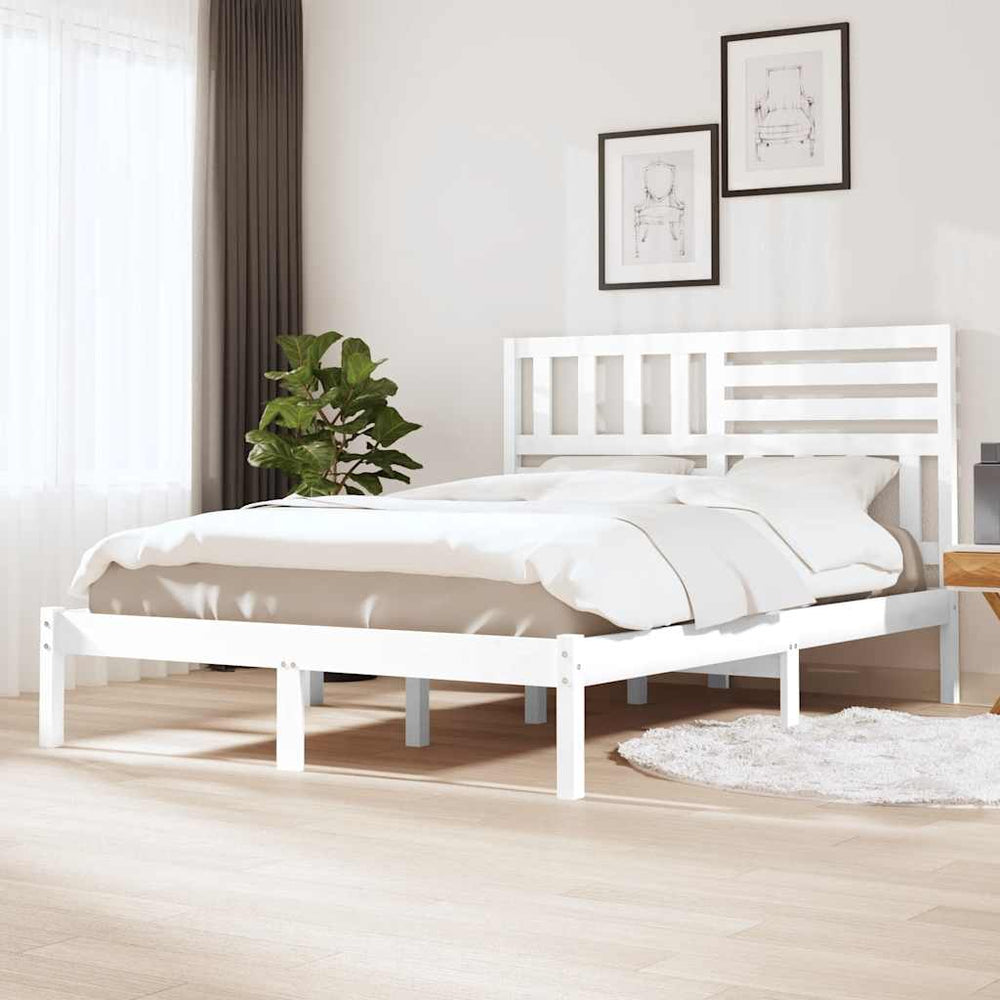 vidaXL Lit en bois massif blanc pin 140x200 cm