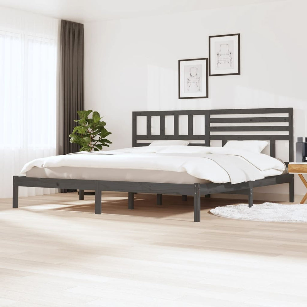 vidaXL Lit en bois massif gris pin 200x200 cm