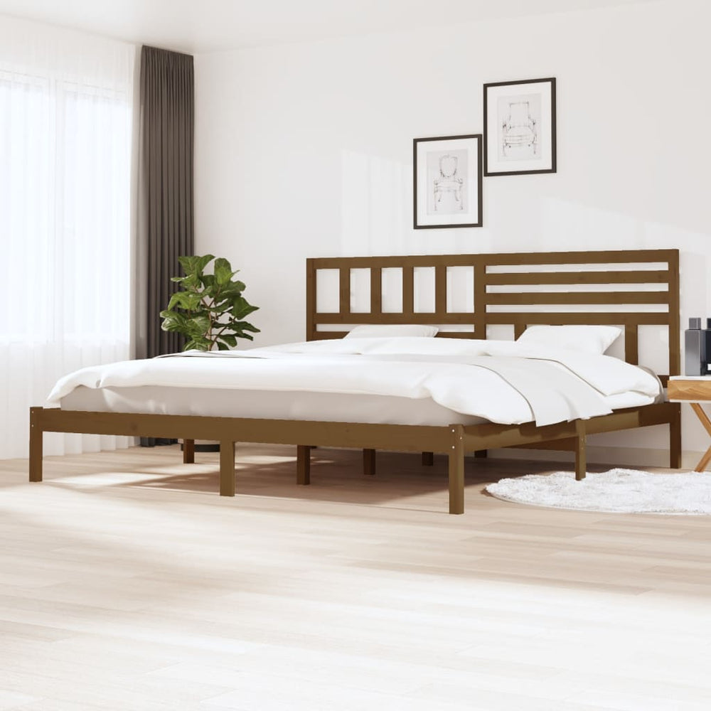 vidaXL Lit en bois massif marron miel pin 200x200 cm